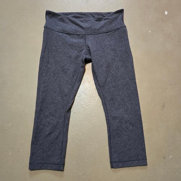 Lululemon Mid Rise Cropped Heathered Gray Leggings Women's Size 10 - Picture 1 of 6